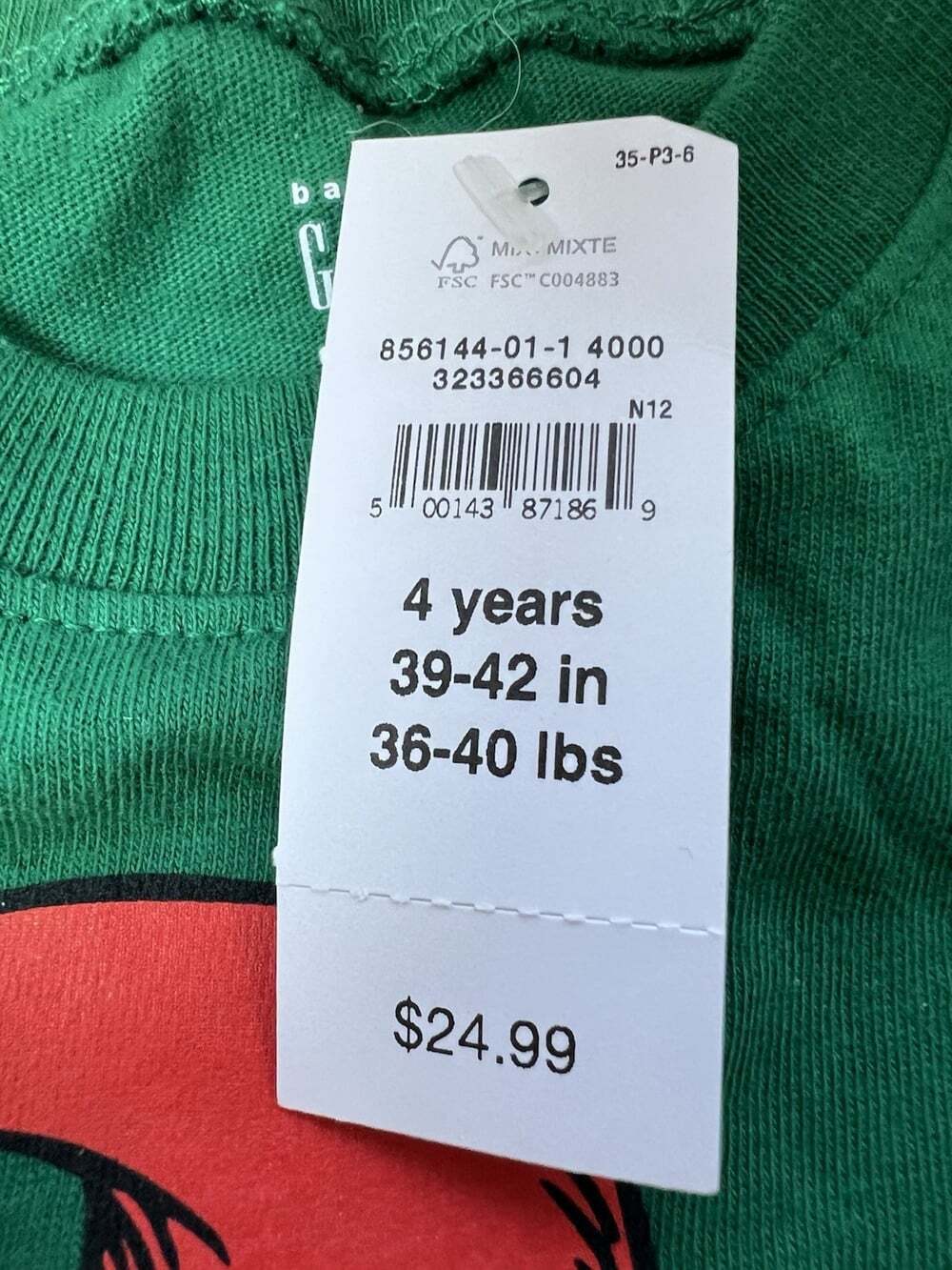 GAP Toddler Grinch Christmas Graphic T-Shirt 4T Green Long Sleeve Crew Neck - Picture 7 of 7